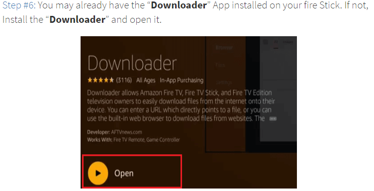 Step 6 Downloader App Installed