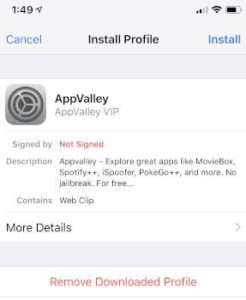 Install AppValley profile