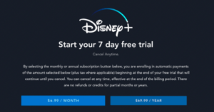 Payment options Disney Plus