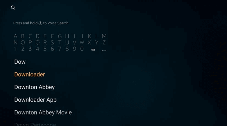 Downloader app FireTV search