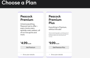 Premium plan Peacock TV
