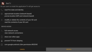 Bee TV install button