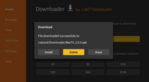 Delete Bee TV downloader