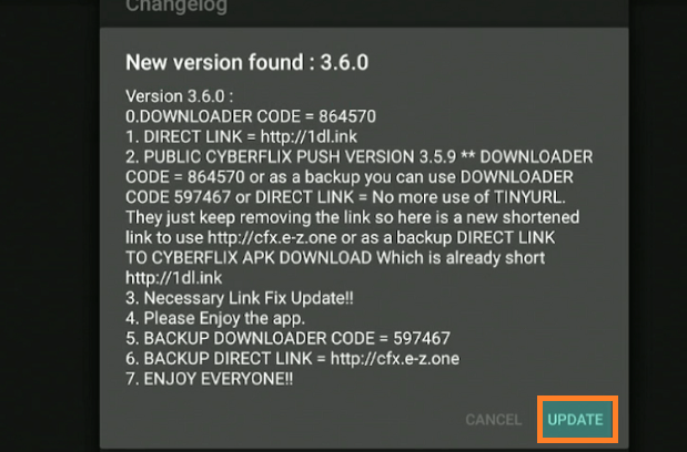 CyberflixTV version update