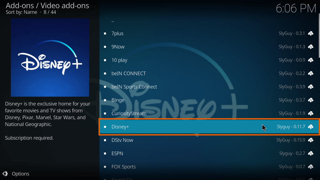 Choose Disney+ from repo