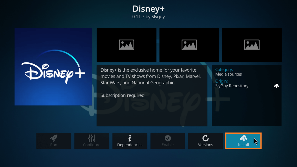 Click on install to get Disney+ app