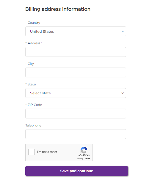 Roku billing address