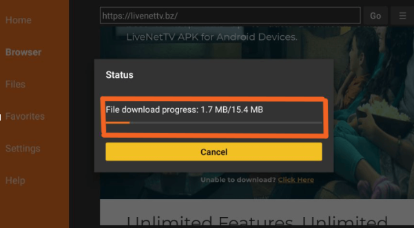 Fire Net TV APK downloading