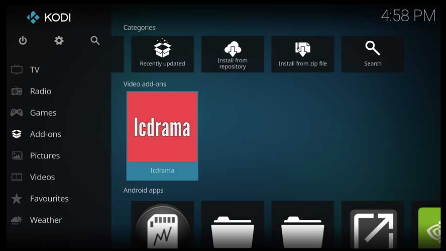 IcDrama Kodi Addon Installed