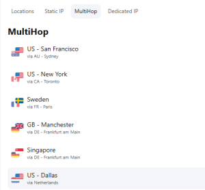 Surfshark Multihop Servers