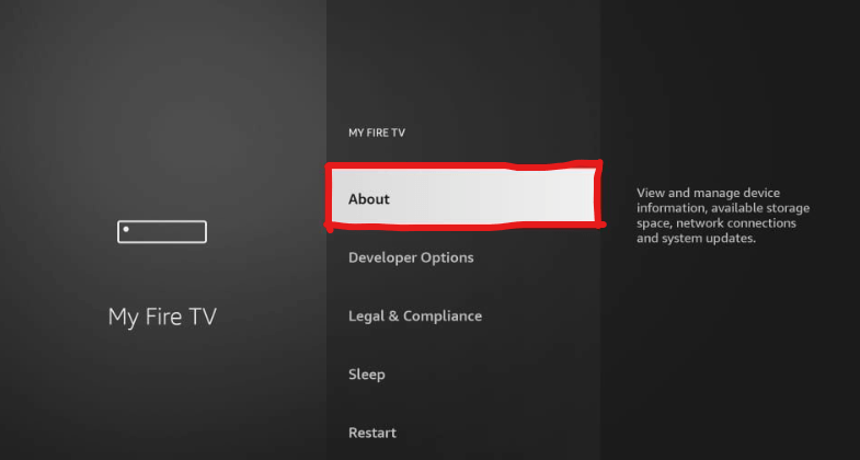 Fire TV About Section