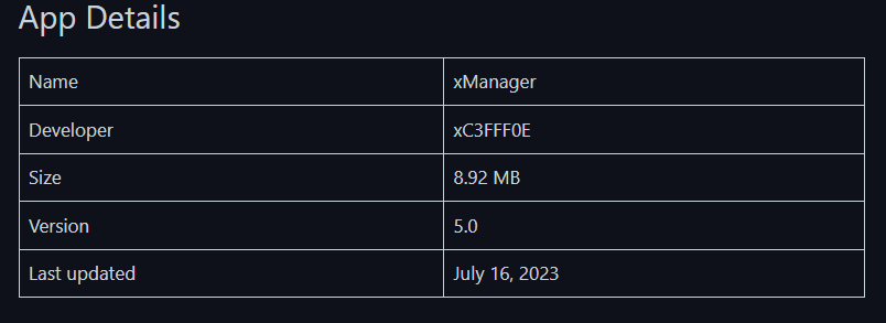 xManager APK App Details