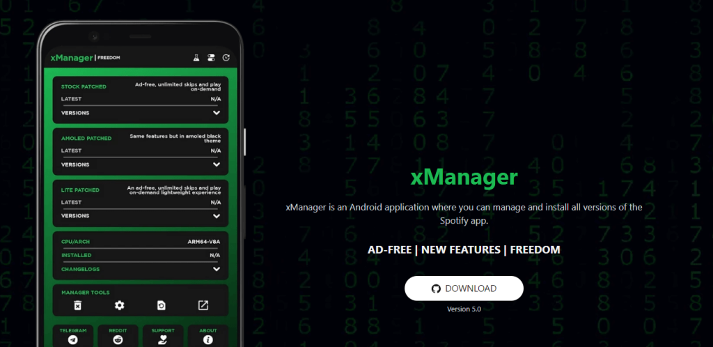 xManager Spotify APK Interface