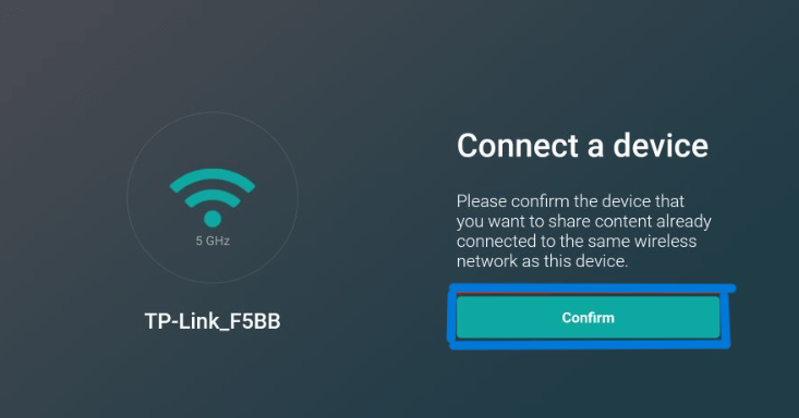 Confirm AirScreen Network Connection