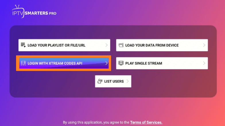 Login with xtream codes API