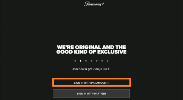 Signing in on Paramount +