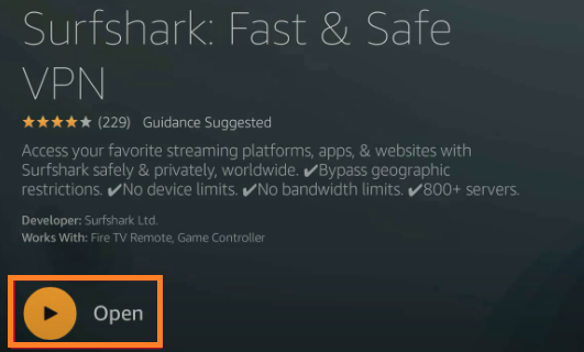 Open SurfShark VPN App