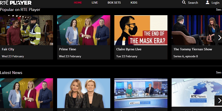 RTE Player Home Page