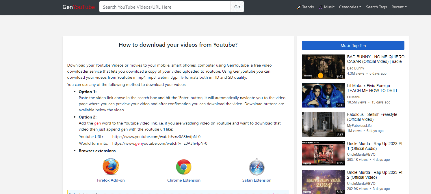 GenYouTube Home Page
