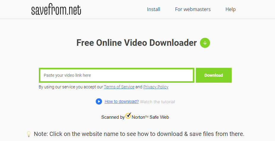 SaveFrom.net Home Page