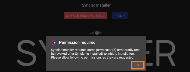 Syncler installer permissions