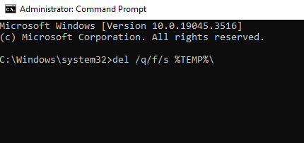 command prompt delete temp files