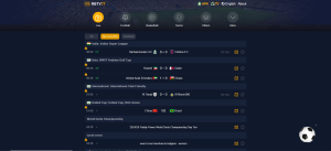 Screenshot of RBTV77 live sports streaming website interface showing ongoing matches, Features live match updates, score status, and navigation options for football, basketball, tennis, and more.